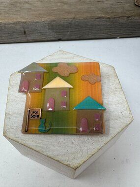 Vintage Lucinda Artisan House Pin with For Sale Sign and Cat